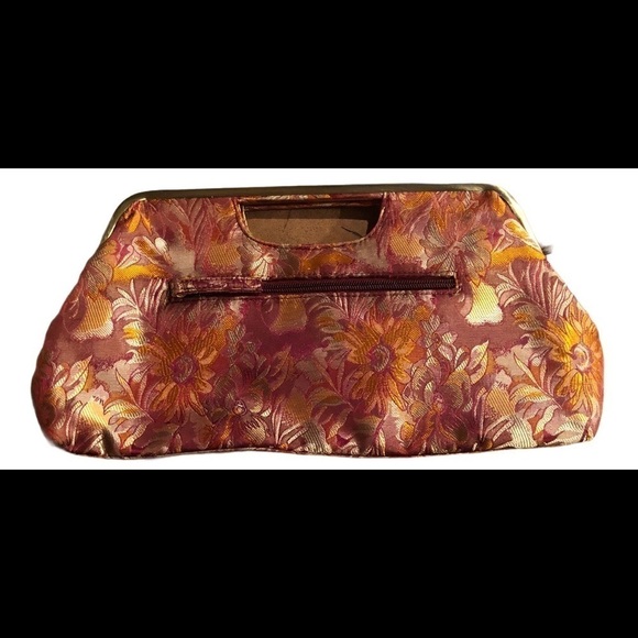 VTG Clutch Tapestry Handbag Burgundy Floral Elegant Date Night Wedding - Picture 2 of 7